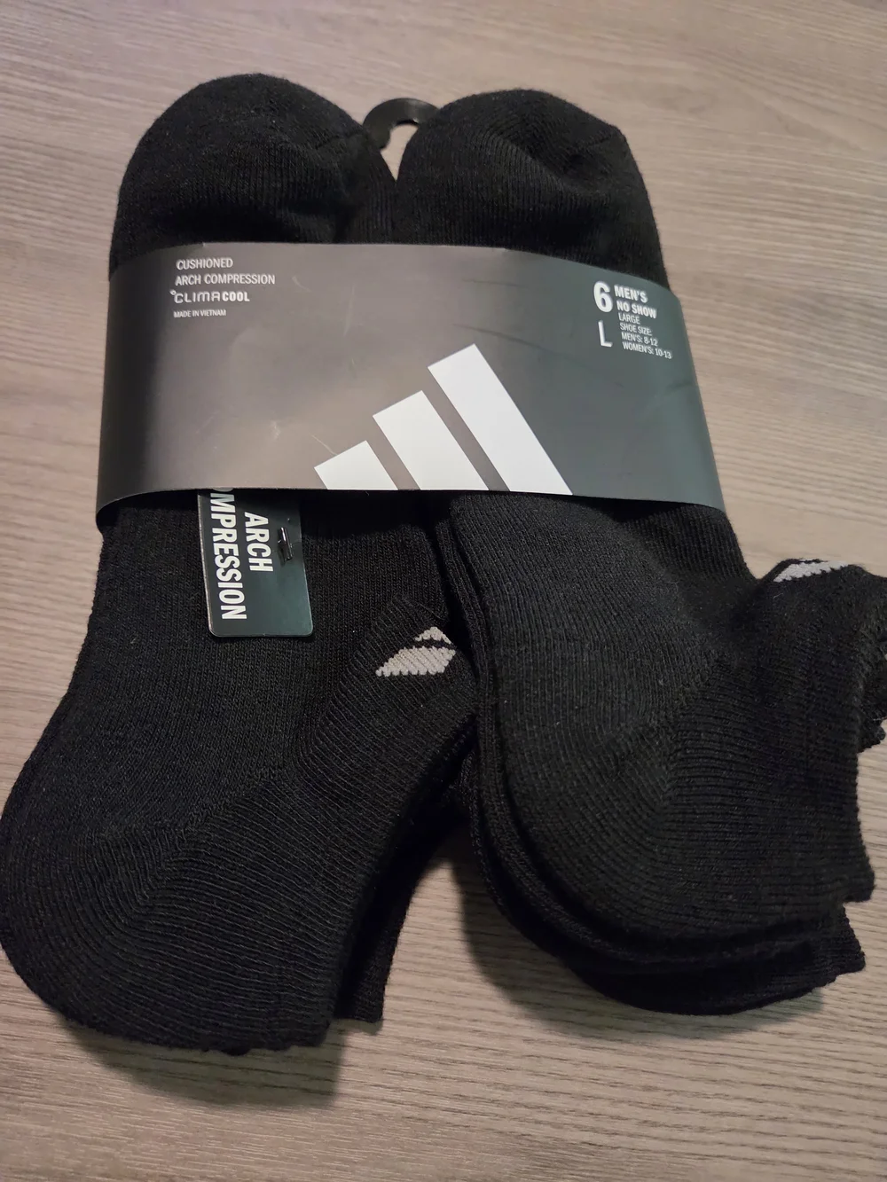 Adidas Arch Compression Men's  Low-Cut Cushioned Socks - 6 Pack